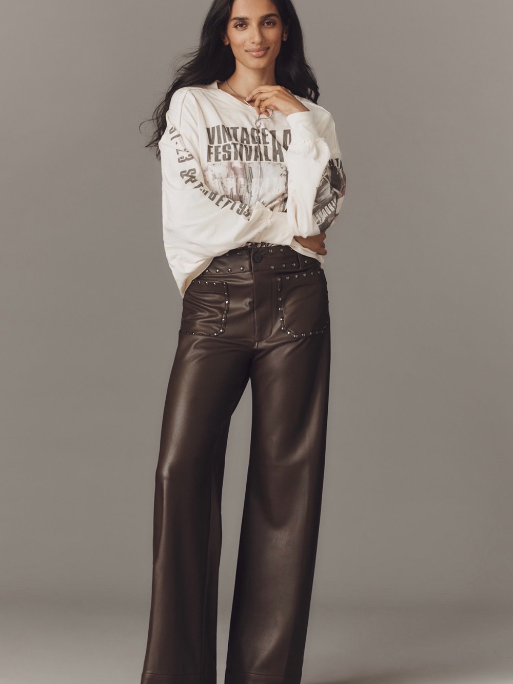 Maeve the Colette Faux Leather Studded Pants size 4/27